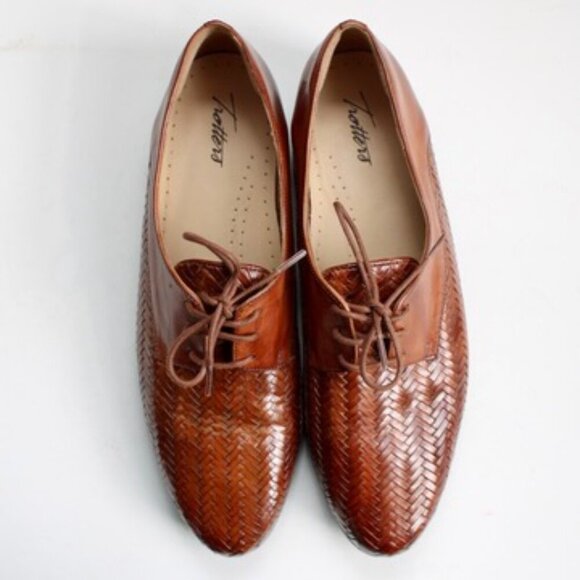 Trotters Men\'s Lizzie Herringbone Flat Oxford Loafers Cognac Brown Size 12 main image 5